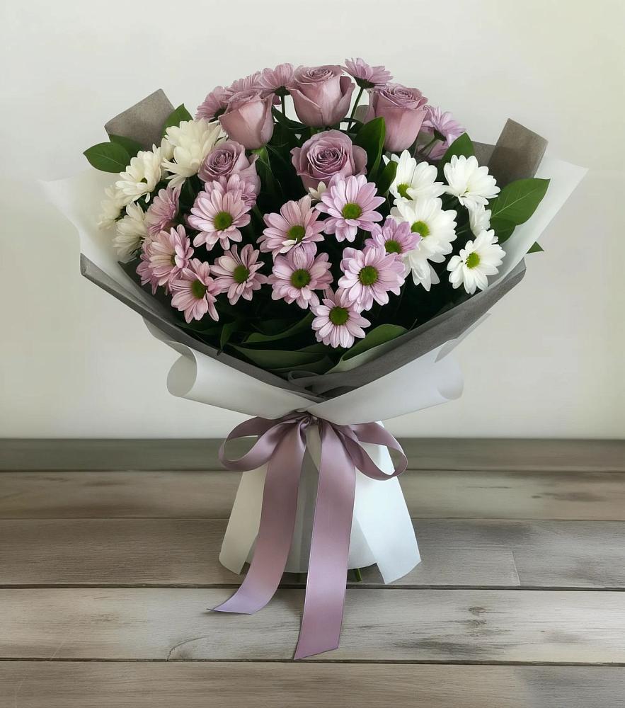 Букет цветов из: Хризантемы и Розы в Дмитриевском Республики Адыгея