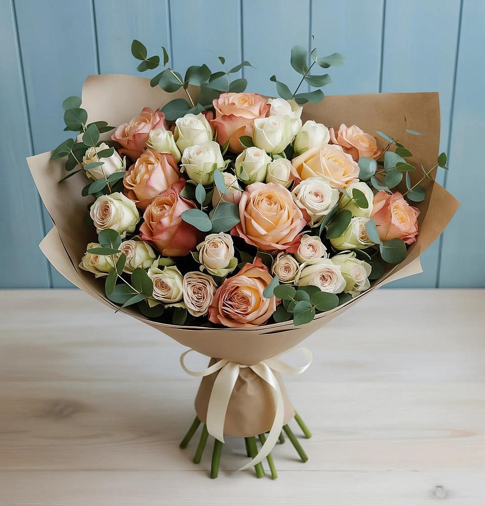 Букет цветов из: Альстромерии и Розы в Дмитриевском Республики Адыгея