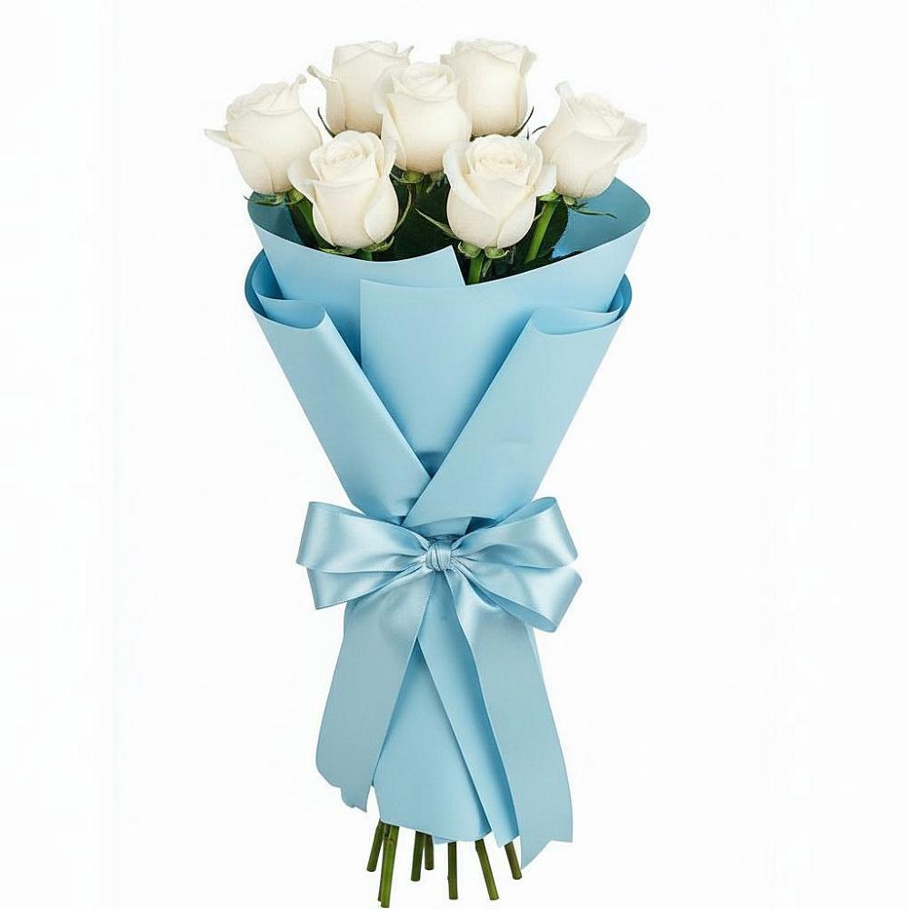 Букет 7 белых роз Проуд в Дмитриевском Республики Адыгея