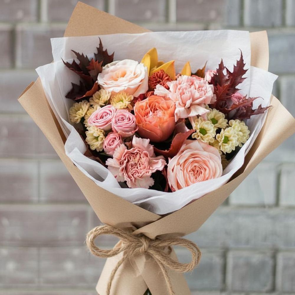 Букет цветов из: Гвоздики, Хризантемы и Розы в Дмитриевском Республики Адыгея