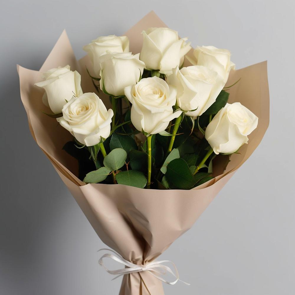 Букет 9 Белых роз Эдлесс Лав в Дмитриевском Республики Адыгея