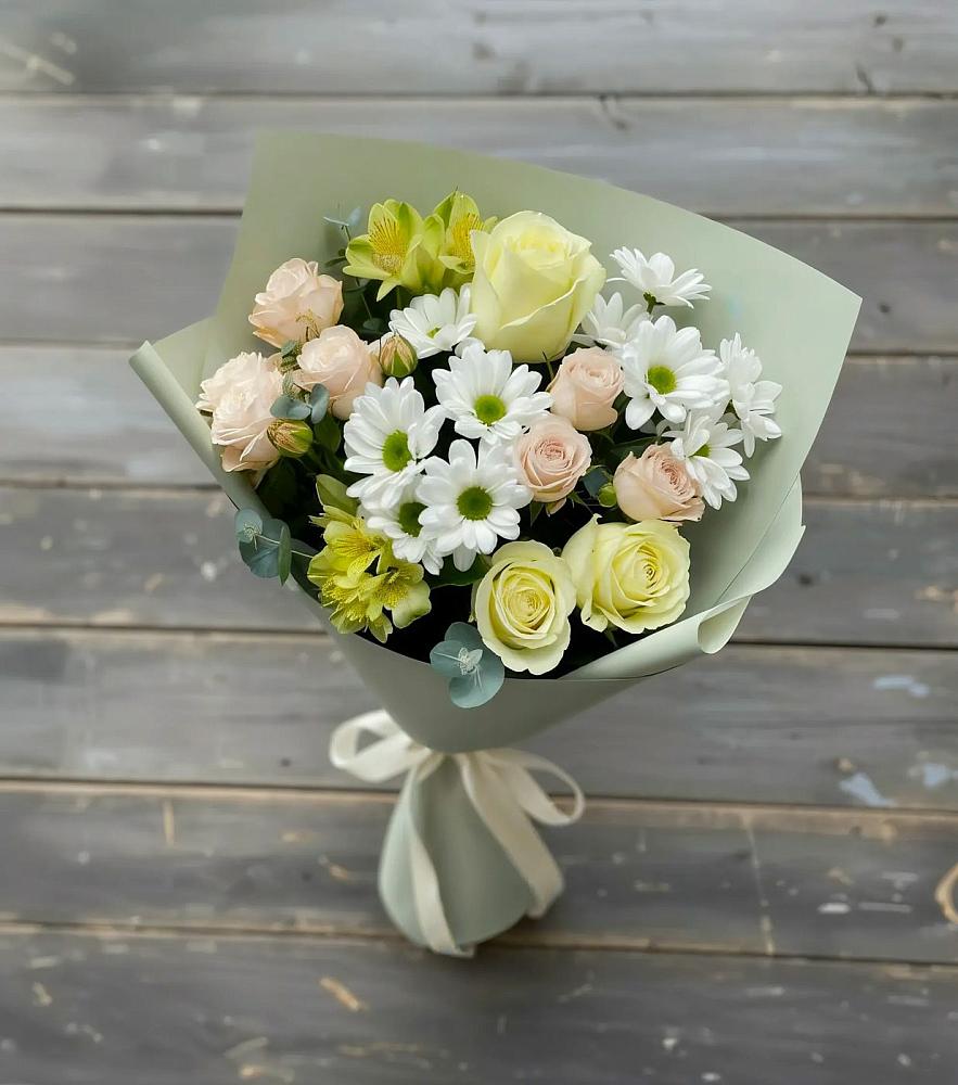 Букет цветов из: Альстромерии, Розы и Хризантемы в Дмитриевском Республики Адыгея