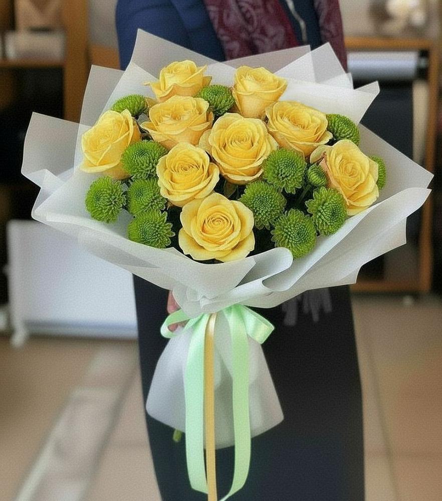 Букет цветов из: Хризантемы и Розы в Дмитриевском Республики Адыгея