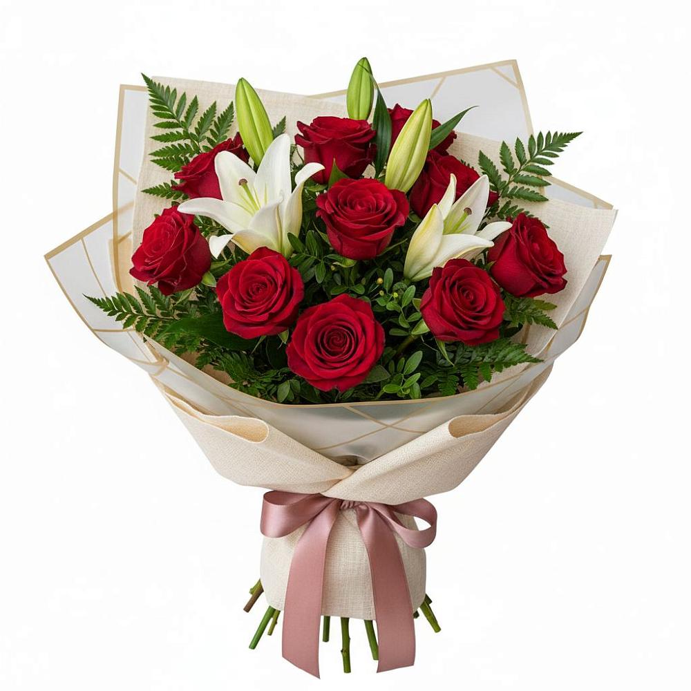 Букет цветов из: Лилии и Розы в Дмитриевском Республики Адыгея