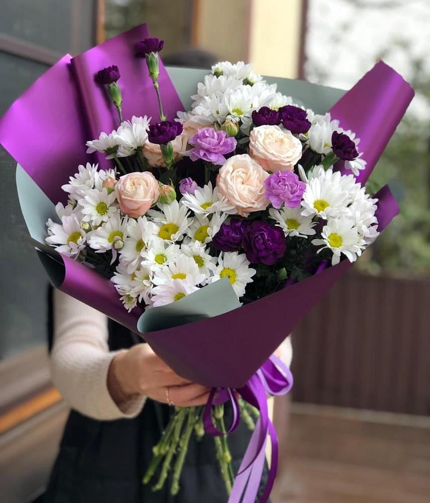 Букет цветов из: Хризантемы, Гвоздики и Розы в Дмитриевском Республики Адыгея