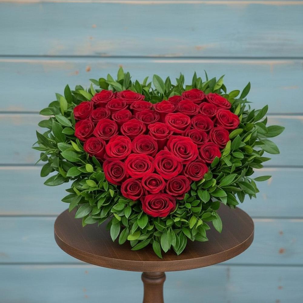 Цветочная композиция из Розы в виде сердца в Дмитриевском Республики Адыгея