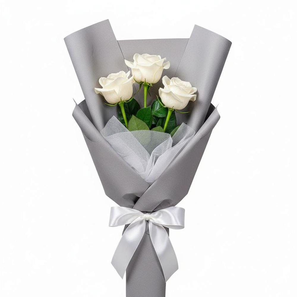 Букет 3 белые розы в Дмитриевском Республики Адыгея