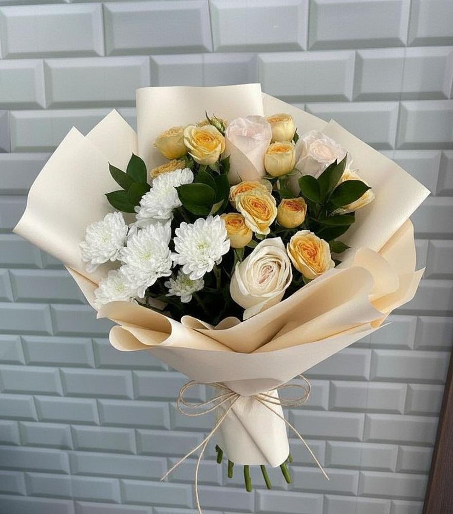 Букет цветов из: Розы и Хризантемы в Дмитриевском Республики Адыгея