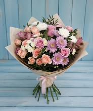 Букет цветов из:  Хризантемы, Розы и Альстромерии в Дмитриевском Республики Адыгея