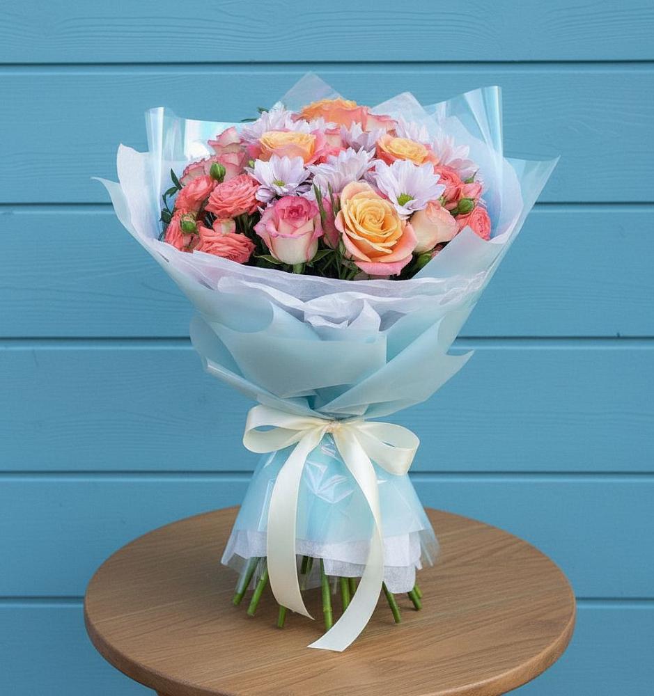 Букет цветов из: Хризантемы и Розы в Дмитриевском Республики Адыгея