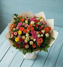 Букет Микс из разноцветных кустовых роз в Дмитриевском Республики Адыгея